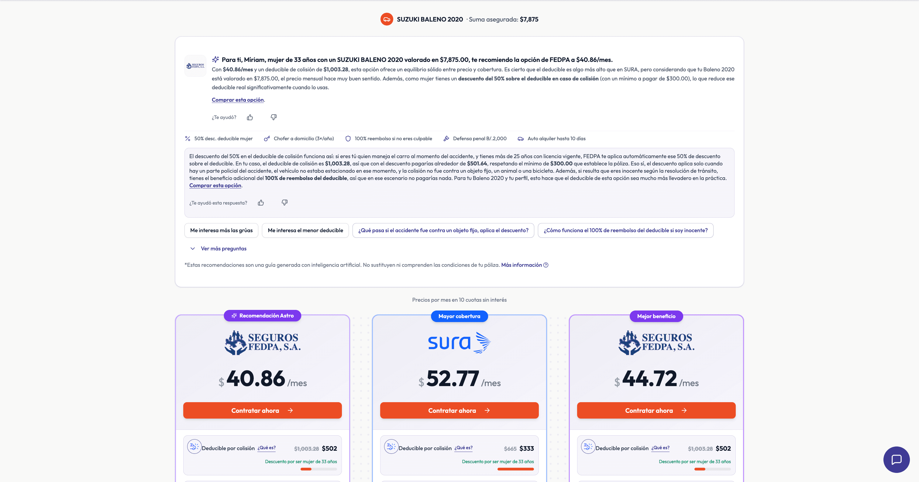 Screenshot of Full Coverage AI Advisor